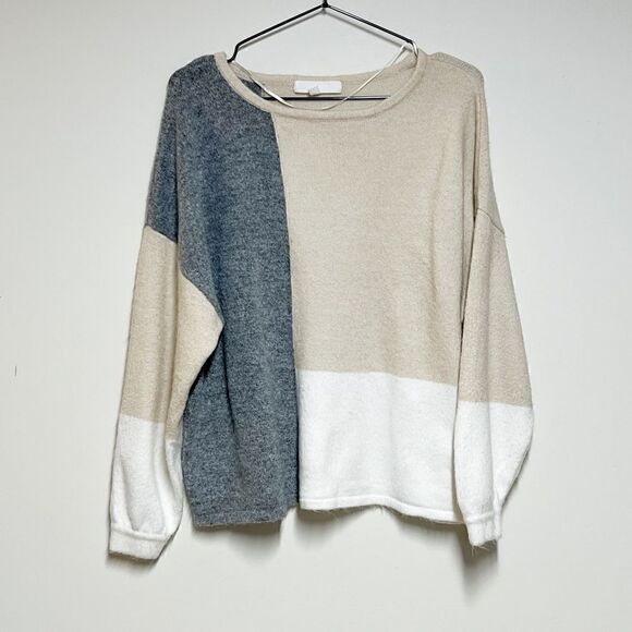 Adyson Parker Color Block Puff Sleeve Sweater oversized Sz XS - Picture 2 of 9